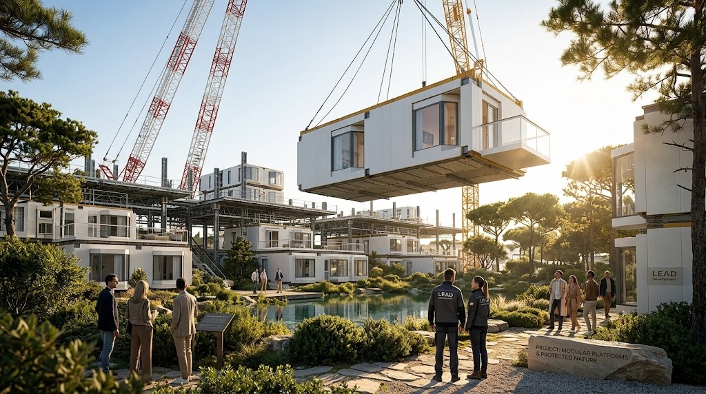 What modular platforms is LEAD Development proposing and how does nature factor in?